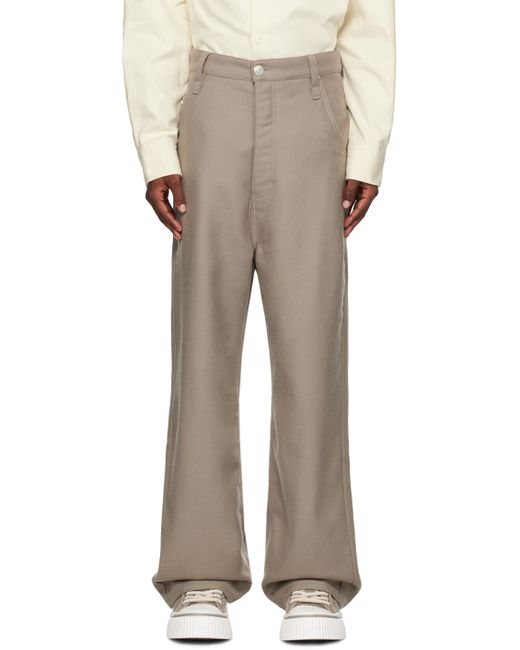 AMI Alexandre Mattiussi Taupe Baggy Fit Trousers