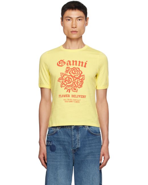 Ganni Yellow Printed T-Shirt