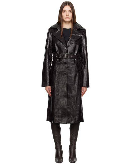 Helmut Lang Belted Leather Trench Coat