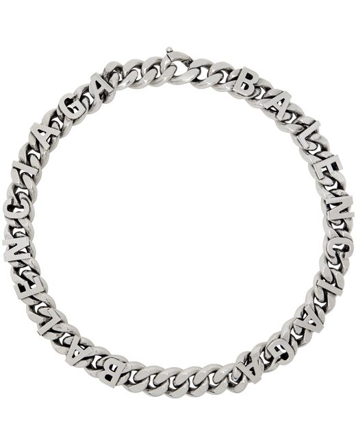 Balenciaga Gunmetal Chain Logo Necklace