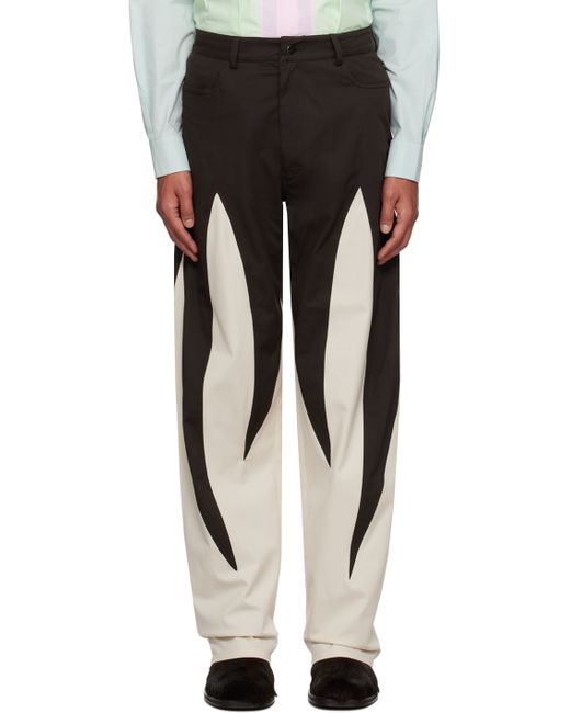 Strongthe Black Off-White Paneled Trousers