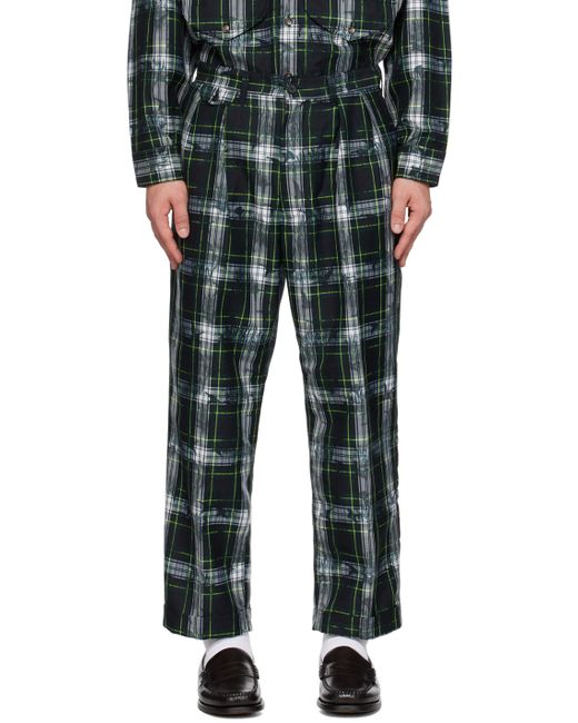 Beams Plus Navy Green Check Trousers