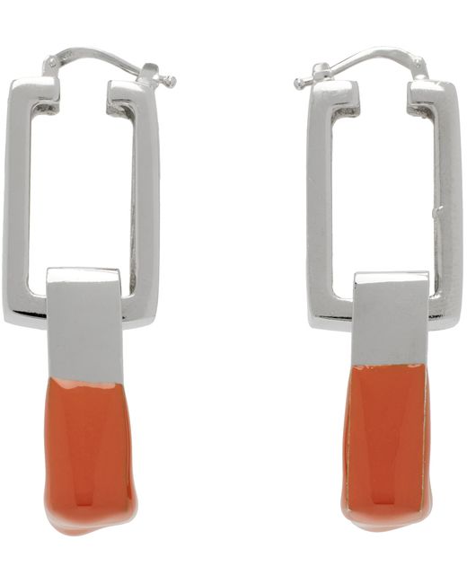 Heron Preston Orange Dip Dye Chain Earrings