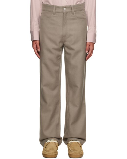 AMI Alexandre Mattiussi Taupe Straight-Fit Trousers