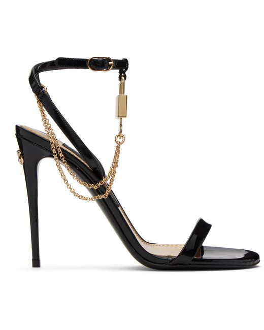 Dolce & Gabbana Gold Padlock Heeled Sandals