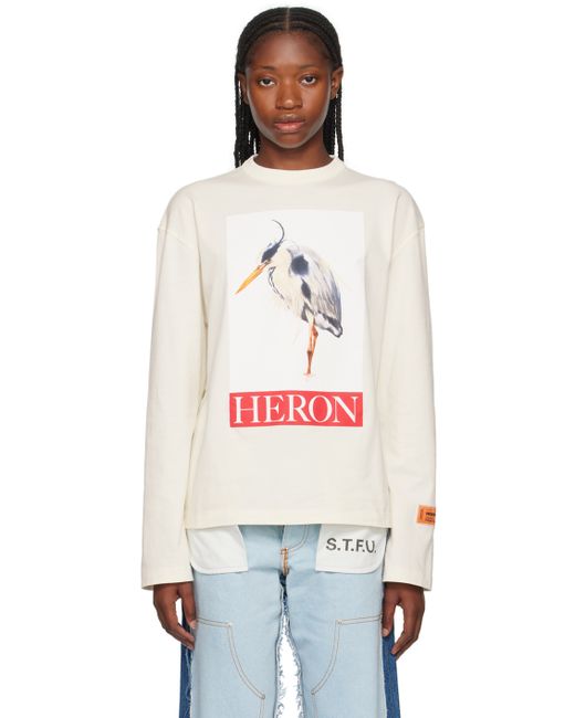 Heron Preston Off-White Heron Bird Painted Long Sleeve T-Shirt