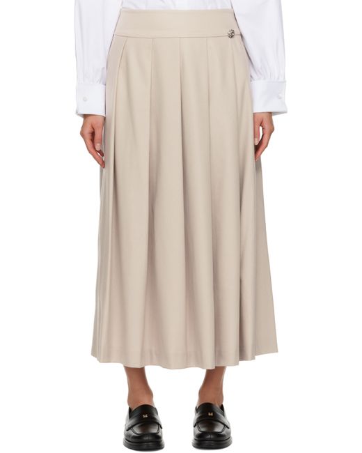 S Max Mara Taupe Pleated Midi Skirt