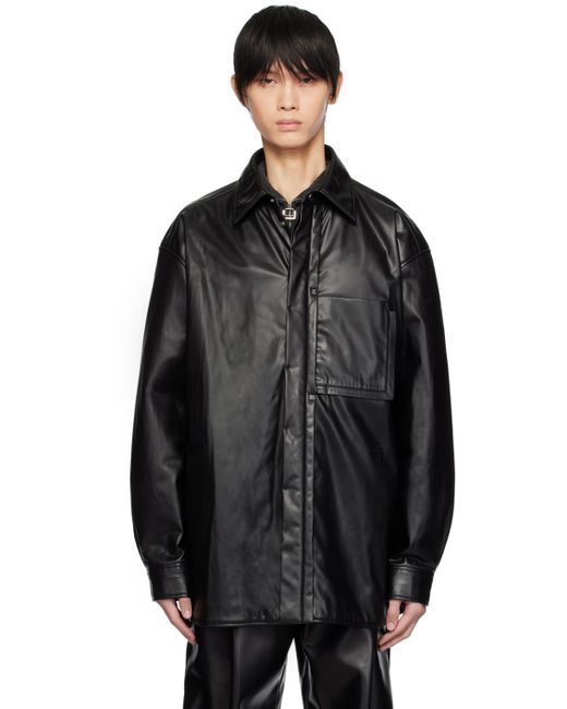 Wooyoungmi Patch Pocket Faux-Leather Shirt