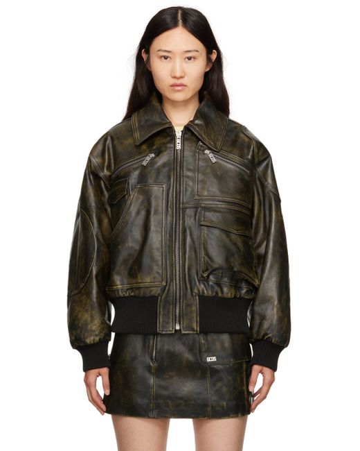 Gcds Workwear Rub-Off Leather Jacket
