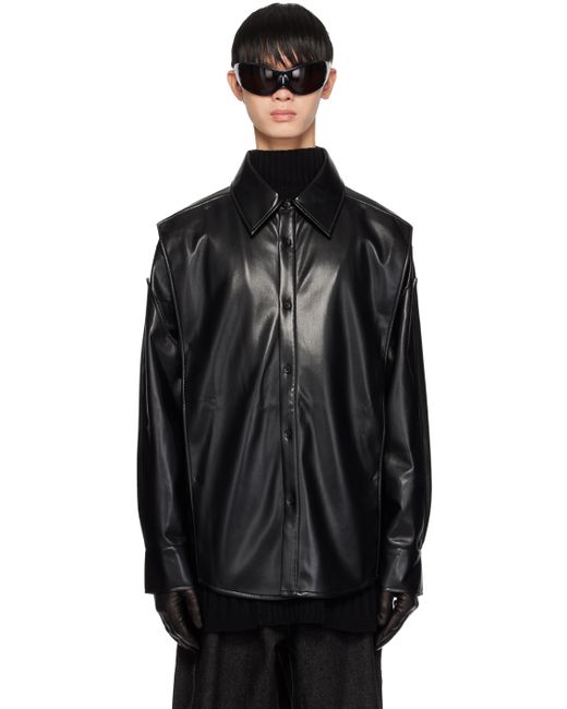 Chen Peng Layered Faux-Leather Shirt