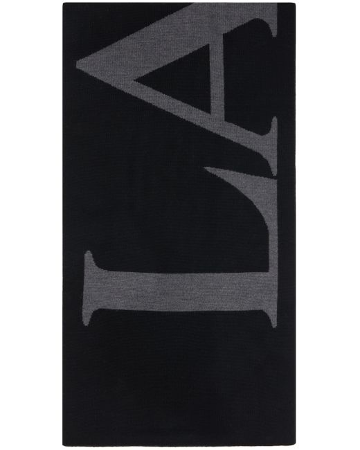 Lanvin Black Grey Logo Scarf