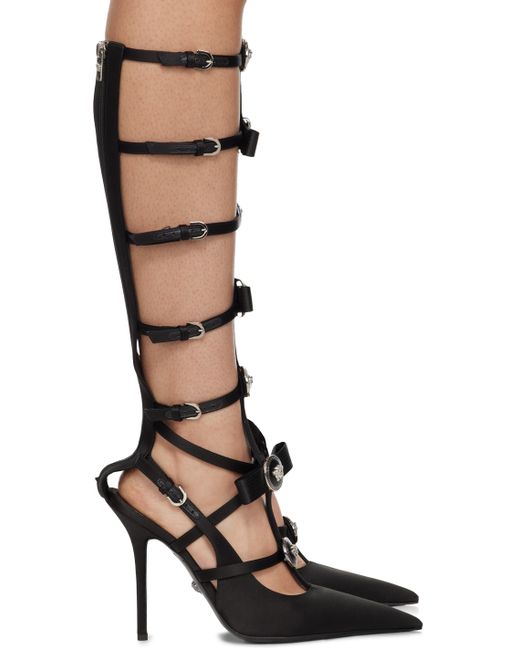 Versace Gianni Ribbon Satin Cage Heels