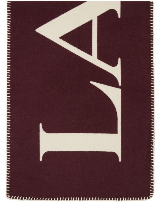 Lanvin Burgundy Off-White Logo Scarf