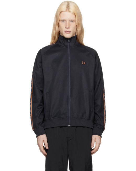 Fred Perry Navy Contrast Tape Track Jacket