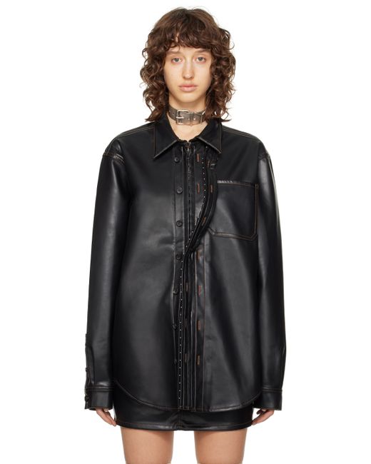Y / Project Hook Eye Faux-Leather Shirt