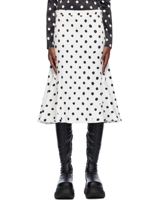 Marni White Black Polka Dot Midi Skirt