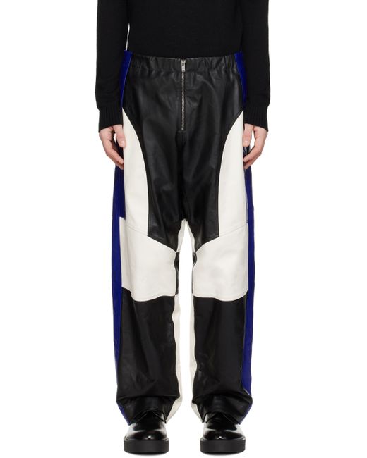 Jil Sander Navy Motocross Leather Pants