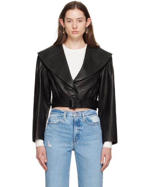 Frame Cropped Leather Jacket