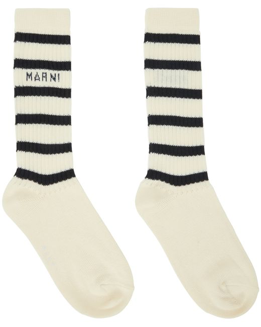 Marni Off-White Striped Socks