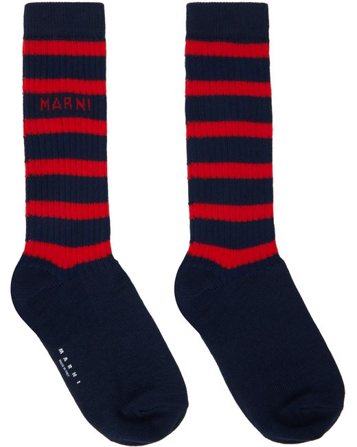 Marni Navy Striped Socks