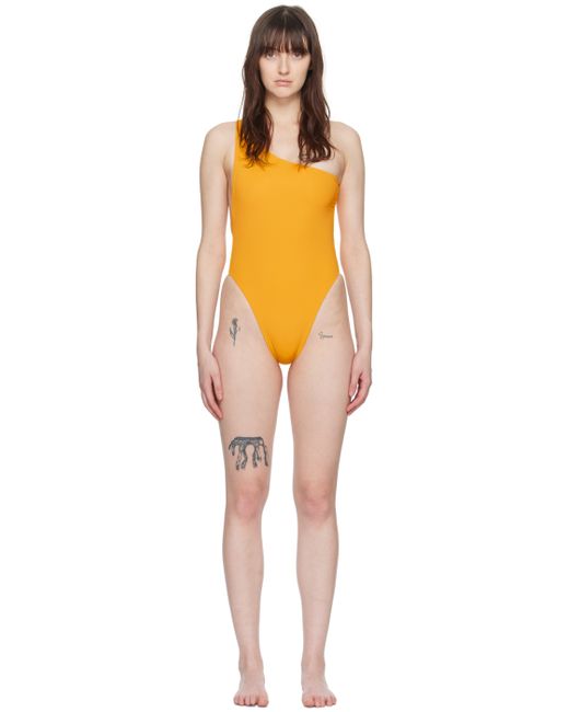 Louisa Ballou Yellow Plunge One-Piece Swimsuit
