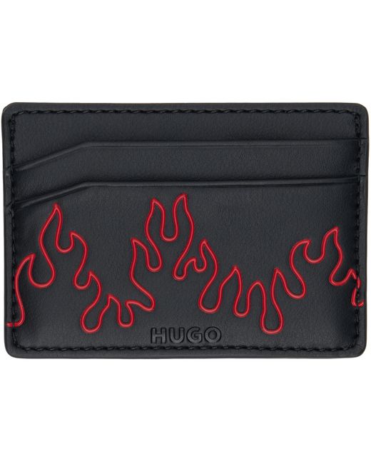 Hugo Boss Faux-Leather Flame Artwork Card Holder