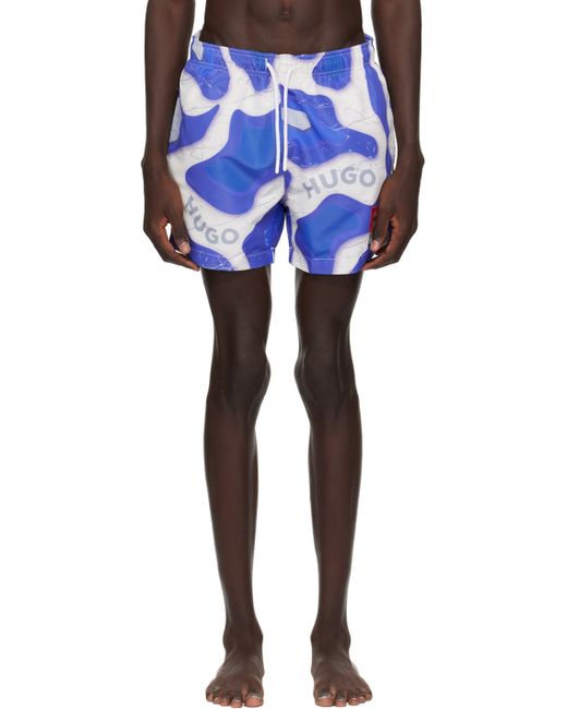Hugo Boss White Printed Swim Shorts