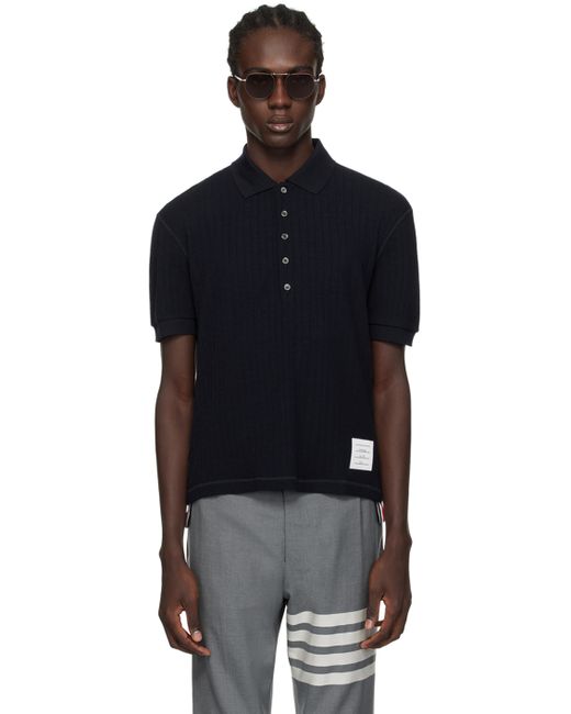 Thom Browne Navy Button Polo