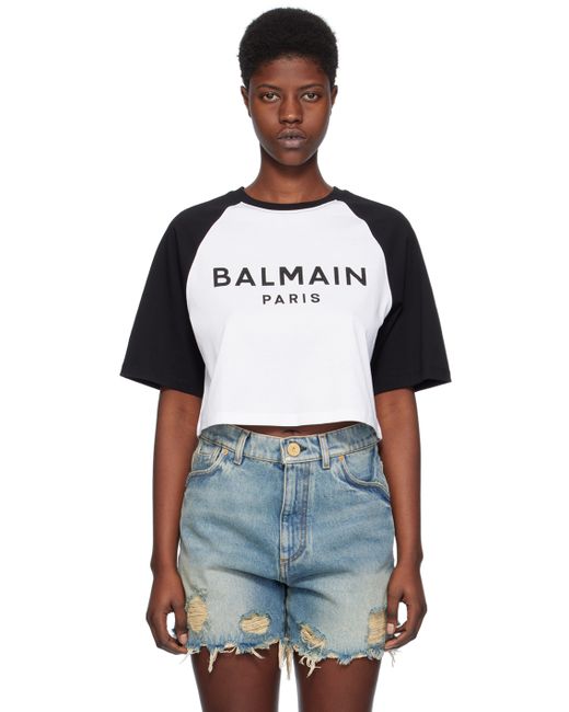 Balmain White Raglan Sleeve T-Shirt