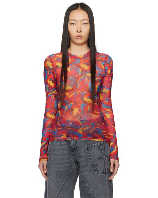 J.W.Anderson Red Printed Long Sleeve T-Shirt