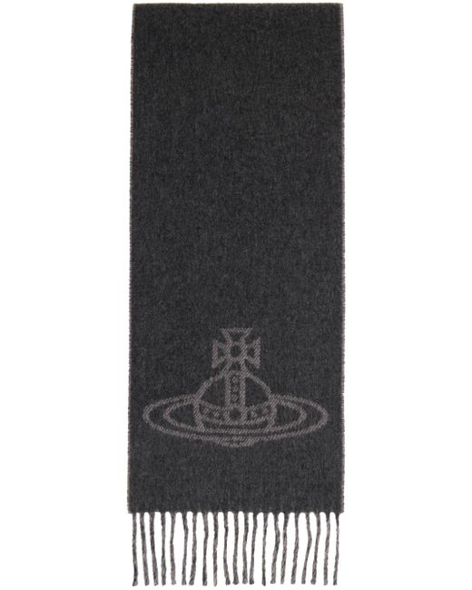Vivienne Westwood Gray Double Face Single Orb Scarf