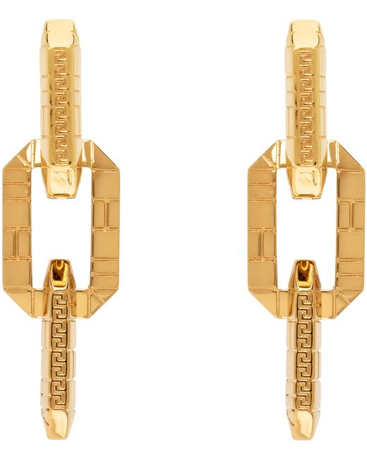 Versace Gold Greca Quilting Drop Earrings