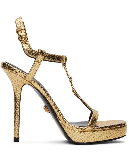 Versace Gold Medusa 95 Metallic Heeled Sandals