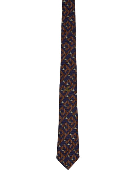 Vivienne Westwood Navy Burgundy Orb Tie