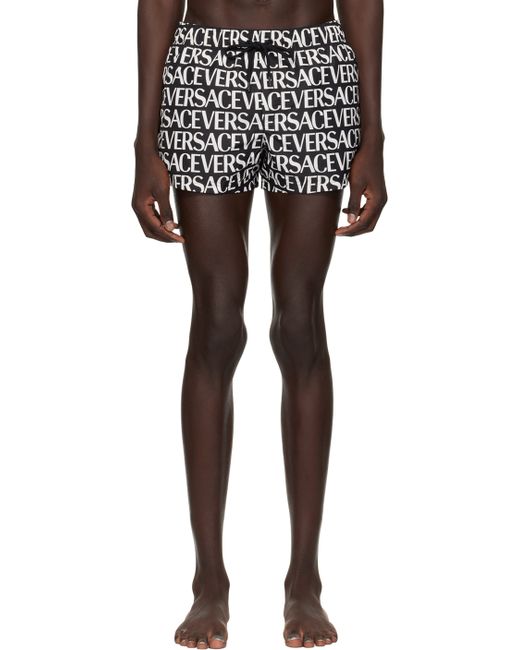 Versace Black Allover Swim Shorts