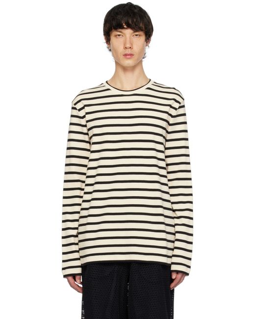 Jil Sander Off-White Black Striped Long Sleeve T-shirt
