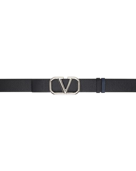 Valentino Garavani Navy VLogo Signature Reversible Belt