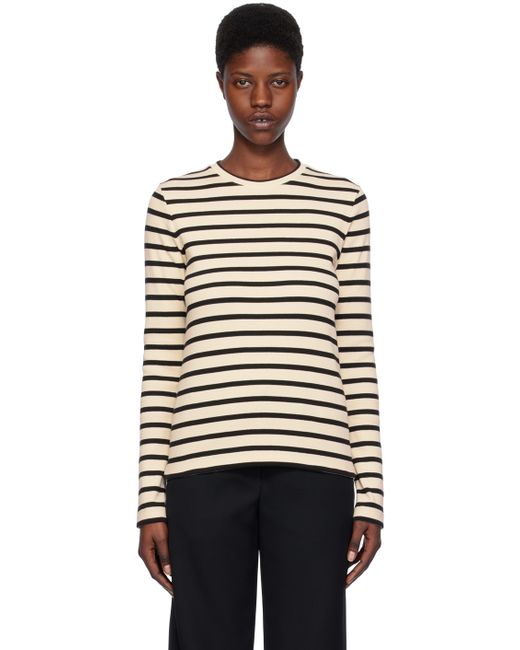 Jil Sander Off-White Black Stripe Long Sleeve T-Shirt