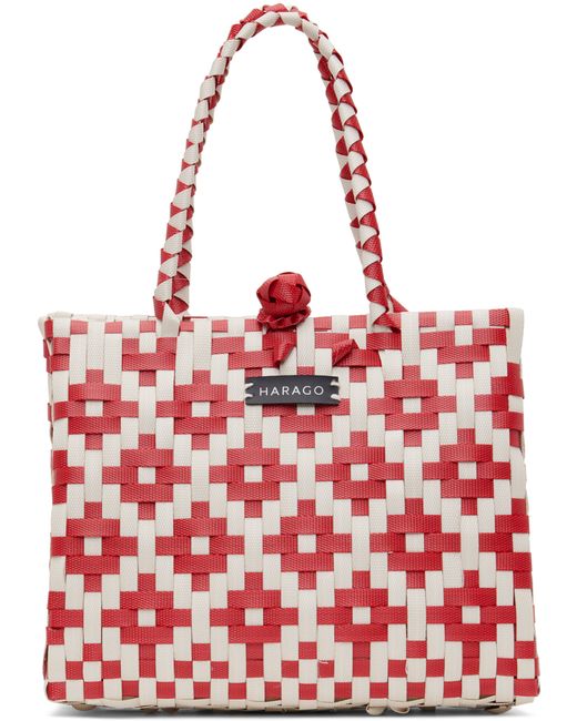 Harago White Red Upcycled Tote