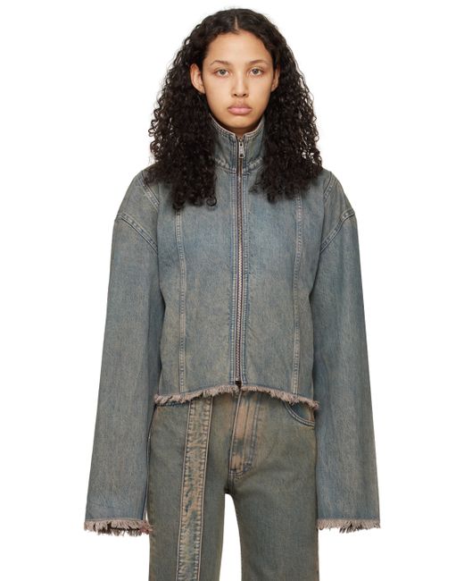 Jade Cropper Gray Oversized Belted Denim Jacket