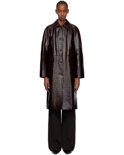 Totême Croco Embossed Leather Coat