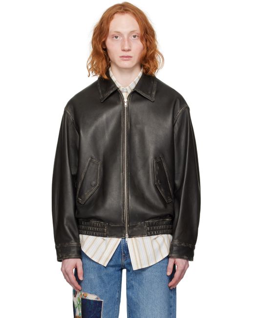 Dunst Spread Collar Leather Jacket