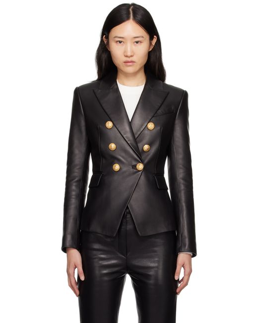 Balmain 6-Button Leather Jacket