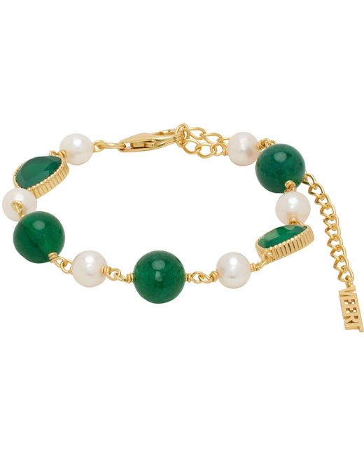 Veert Gold Green Onyx Freshwater Pearl Bracelet