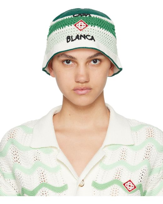 Casablanca Green Stripe Crochet Bucket Hat