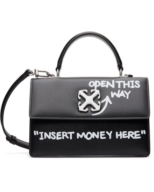 Off-White Black Jitney 1.4 Top Handle Quote Bag