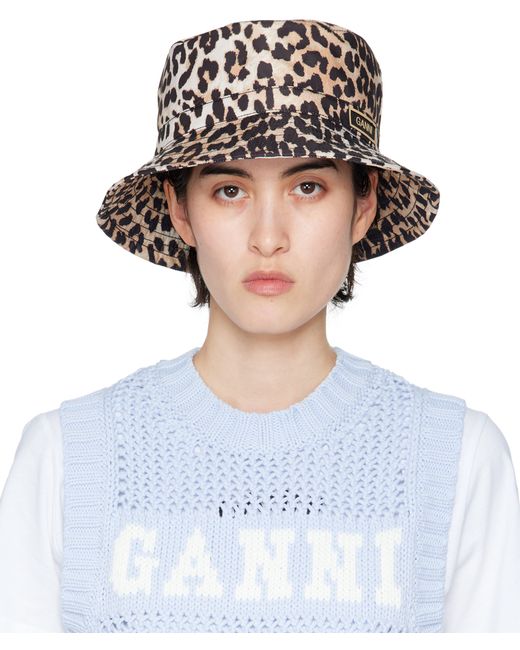 Ganni Black Printed Bucket Hat