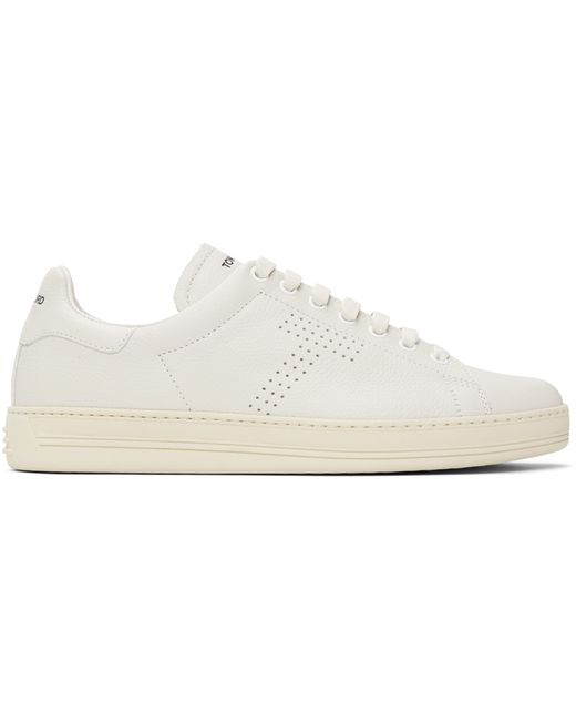 Tom Ford Off-White Warwick Grained Leather Sneakers