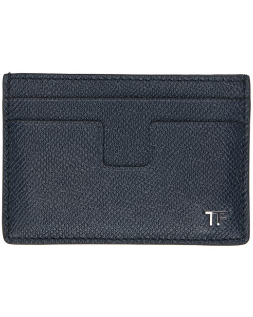 Tom Ford Navy Small Grain Leather Classic Card Holder