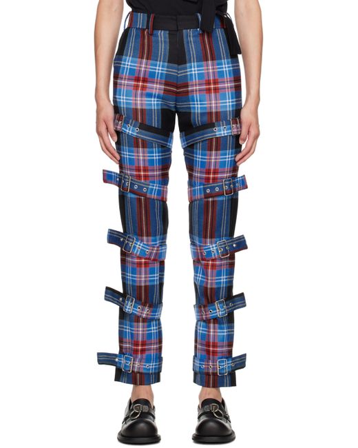 Charles Jeffrey Loverboy Blue Pin-Buckle Trousers